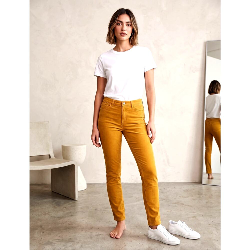 LOFT Mustard Gold Corduroy High Waist Skinny Stretch Pants Size 12/31